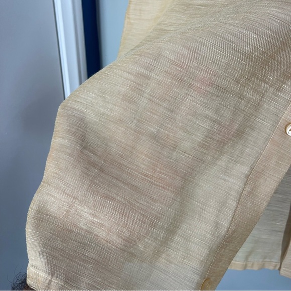 LANGBANG collared sand Gold Color linen minimal shirt from Firenze, - Picture 8 of 13